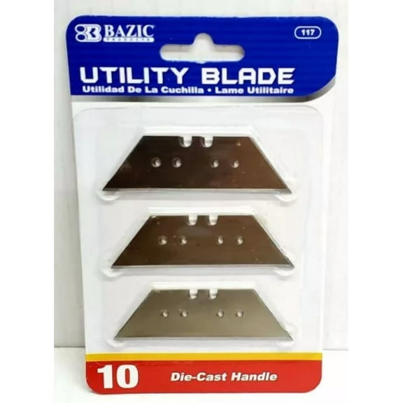 QUEST- Bazic Utility Knife Replacement Blades Razor Sharp 10Pk Easy Refill Die-Cast