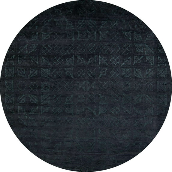 Ahgly Company Indoor Round Abstract Dark Slate Gray Green Abstract Area Rugs, 8' Round