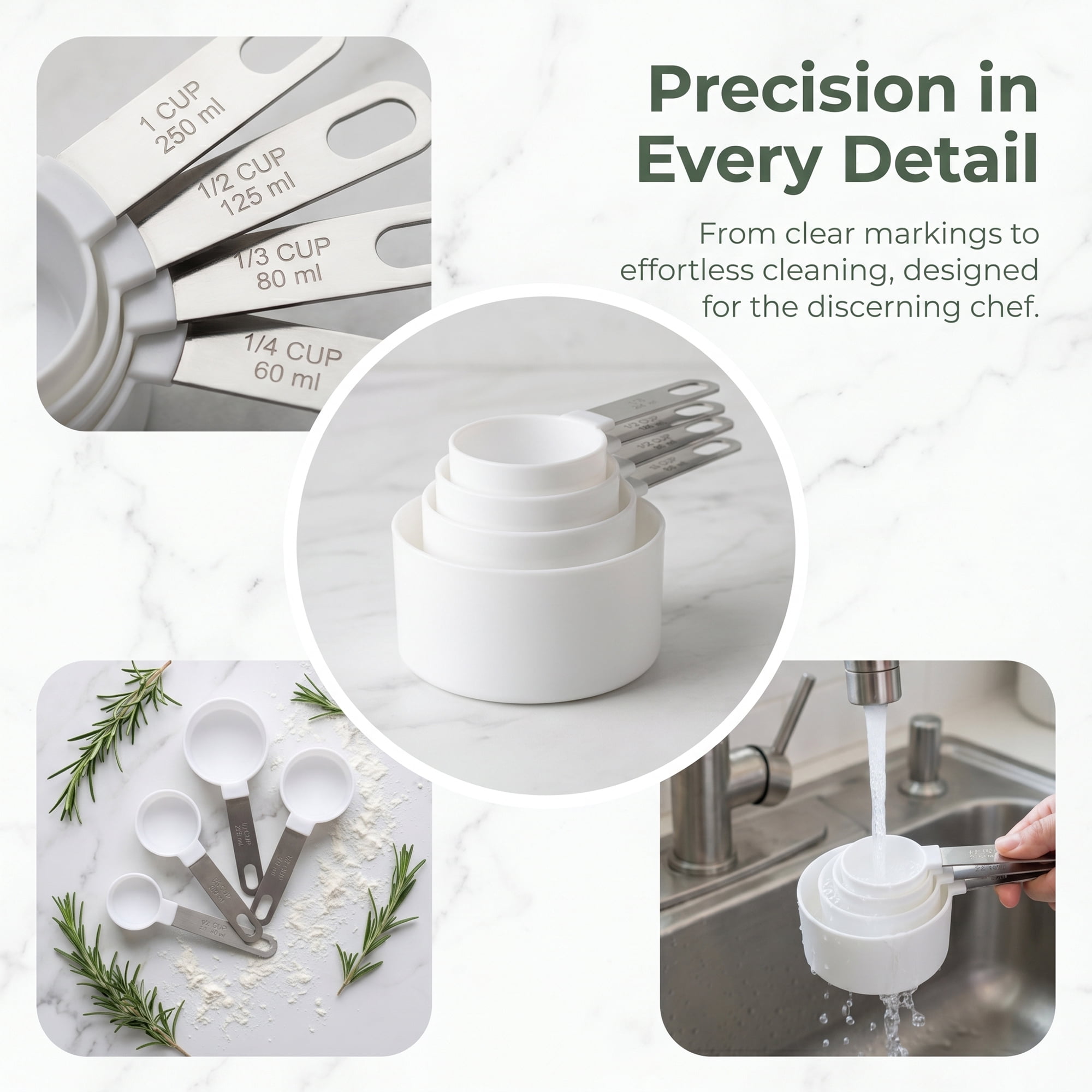 Unique Bargains Affordable Plastic Measuring Spoons Set for Kitchens or RVs White 4Pcs