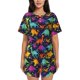 thumbnail image 1 of Fotbe Colorful Dinosaur Conjunto de Pijama Estampado para Mujer, 2 Piezas, Ropa de Dormir con Camiseta de Manga Corta y Shorts Suaves-Small, 1 of 6