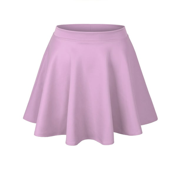 KOGMO Womens Basic Solid Versatile Stretchy Flared Casual Skater Skirt ...