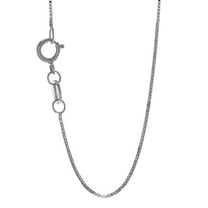 14k 20" White Gold 0.6mm Shiny Classic Box Chain with Spring Ring Clasp.