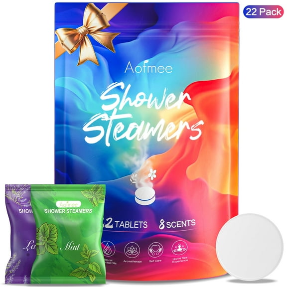 Aofmee Shower Steamers Set, 22 Pack Bubble Bath Self Care with 8 Scents, Shower Aromatherapy Relaxing Spa Gifts for Women or Kids