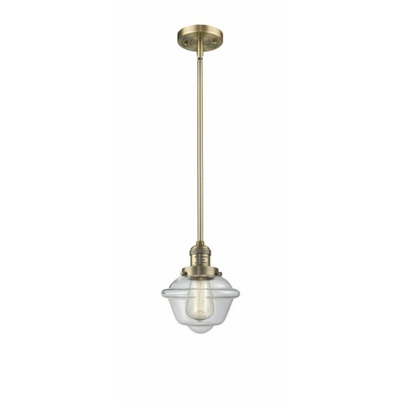 201S-BB-G532-Innovations Lighting-Oxford - 1 Light Stem Hung Mini Pendant In Traditional Style-8 Inches Tall and 7.5 Inches Wide-Brushed Brass