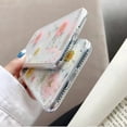 thumbnail image 3 of Case for iPhone 12 Pro Max 6.7 inch, Bling Glitter Sequin Handmade Real Dried Flower Leaf Embedded Pressed Floral Flexible Soft Rubber Gel TPU Protective Bumper Back Cover - Light Blue, 3 of 8