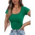 thumbnail image 2 of Women's Basic Scoop Neck Crop Tops Short Sleeve Tops, 2 of 5