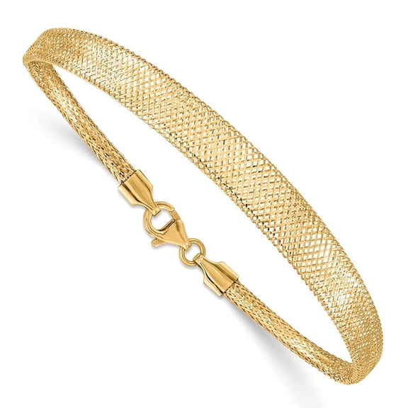 Diamond2Deal Mother's Day Gift 10K Yellow Gold Stretch Mesh Chain Graduated Bracelet for Women 7"