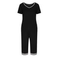 thumbnail image 3 of PENGXIANG Ensemble d'Été 2 Pcs pour Femmes Chemise à Manches Courtes et Pantalons Capri Ensemble de Pyjama avec Poches, 3 of 7