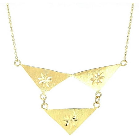 American Designs Jewelry 14kt Yellow Gold Diamond-Cut Geometric-Shape Triangle Dangle Necklace, 18 Chain