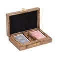 thumbnail image 4 of Sagebrook Home's Mango Wood and Brass 7x5 Cards & Dice Box - Artisan Crafted, Brown, Ideal for Home Entertainers, 4 of 9