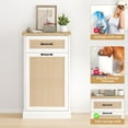 thumbnail image 7 of 2024 New Tilt Out Trash Cabinet, Rattan Kitchen Trash Can Cabinet with Drawers and Door, Hidden Trash Can Cabinet Storage Holder, Wooden Freestanding Storage Cabinet for Kitchen, Living Room, 7 of 7