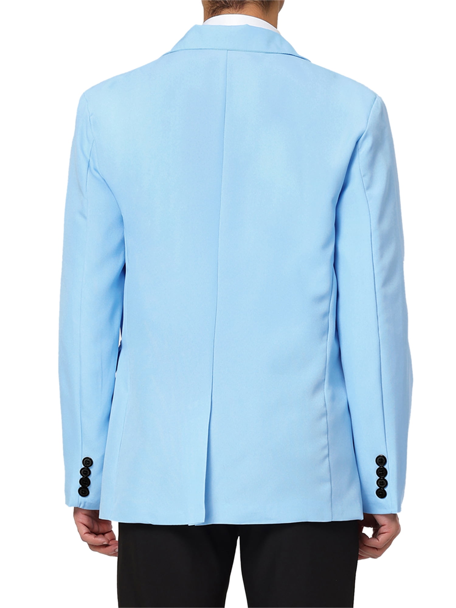 Unique Bargains Men's Slim Fit Blazer Single Breasted One Button Sports Coat 2XL Light Blue