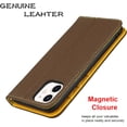 thumbnail image 5 of for iPhone 11 Wallet Case with RFID Blocking Card Slots Holder and Wrist Strap,Flip Folio Magnetic Closure,Kickstand,Genuine Leather Cover Case for iPhone 11 6.1",Brown, 5 of 16
