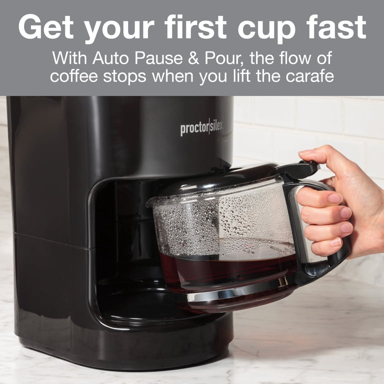 Proctor Silex 10-Cup Drip Coffee Maker Machine with Glass Coffee Pot, Black