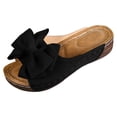 thumbnail image 3 of Slides for Women Suede Bowknot Open Toe Orthopedic Sandals Antislip Platform Summer Slip on Slippers Dress Beach Shoes Black Size 9.5, 3 of 9