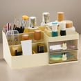 thumbnail image 1 of Organizador de Maquillaje Unique Bargains con 2 Cajones y 8 Rejillas para Encimera de Tocador Baño Color Amarillo, 1 of 7