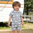 thumbnail image 2 of ANINEO Boys Summer Outfit Sets Dinosaur Print Short Sleeve Lapel Shirt And Shorts Beach Style Casual Play For Toddler Kids Trendy Child Clothing Sets, 2 of 9