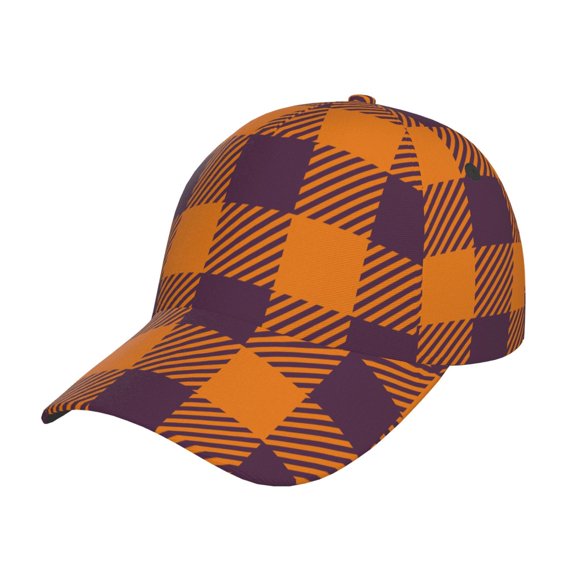 Teaboi Fall Buffalo Plaid Pattern Baseball Cap, UV Protection Adjustable Sports Cap, Outdoor Hat for Men and Women