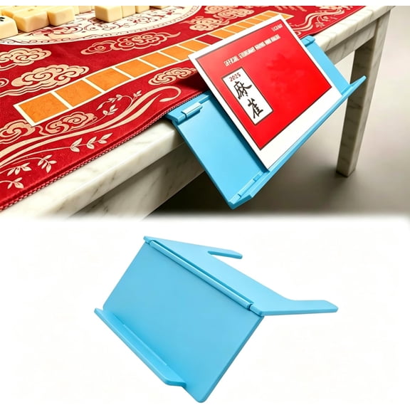 Mahjong Card Holder - Mahjong Table Accessories - Mahjong Card Holder for Table - Space-Saving Angled Stand Fits Under Play Mat - Lightweight & Collapsible for American Mahjong Players (light blue)