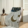 thumbnail image 3 of Cozy Black &amp; Golden Moon Star  Throw Blanket - Soft, All Season Flannel for Bed, Sofa, Chair | Perfect for Living Room Decor, 3 of 8