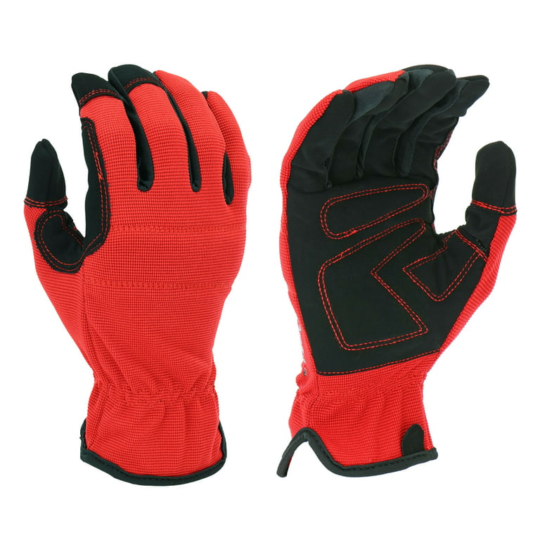 Hyper Tough Synthetic Leather Work Gloves with Knuckle Protection 