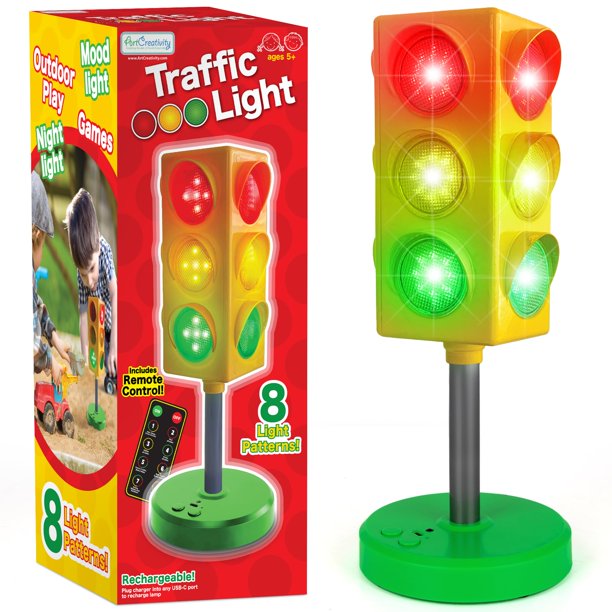 Lámpara de mesa ArtCreativity Traffic Light para niños con mando a distancia