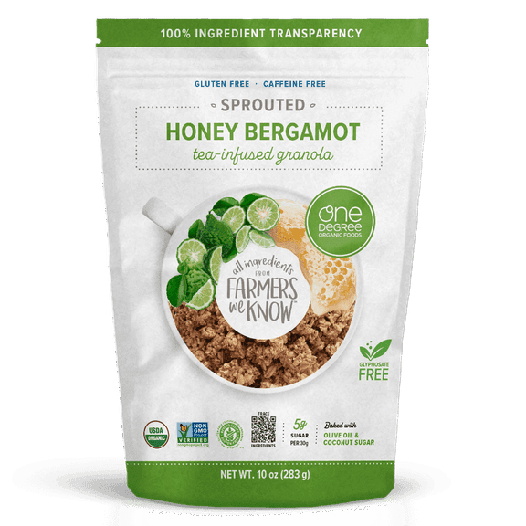 One Degree Organic Foods Gluten Free Tea Infused Granola Sprouted Honey Bergamot - 10 oz Pack of 3