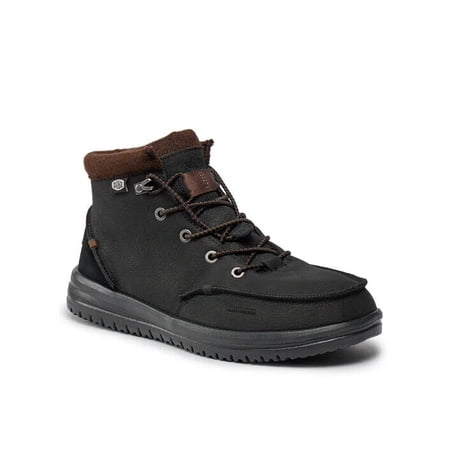 Hey Dude Bradley 40189-001 Mens Black Leather Slip-On Lacing Casual Boots FHD096 (9,Black)