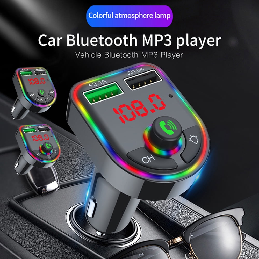 fonds Te rechtdoor ZTOO Fm-zender Bluetooth 5.0 Adapter 3.1A Kleurrijke Auto Mp3 Speler  Handsfree Bellen 2 Usb-poort Met Support MP3/WMA Format Music Opladen auto  Kit - Walmart.com