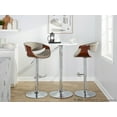 thumbnail image 2 of LumiSource Chrome Metal, Walnut Wood, Grey PU Symphony Adjustable Barstool - Set of 2, 2 of 6