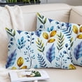 thumbnail image 2 of Blue Yellow Leaves Throw Pillow Covers, Spring Botanical Leaf Farmhouse Watercolor Soft Breathable Pillow Cases with Invisible Zipper, Small Pillowcases for Couch Bed Sofa Chair 16x24 Inches, 2 of 9