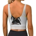 thumbnail image 3 of Haiem Dachshund Sitting in Bathtub Pattern Womens Sports Bra - U Neck Padded Low Impact Yoga Bra Workout Crop Top Gym Moisture-Wicking Workout Vest -Small, 3 of 9