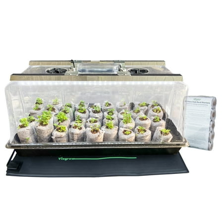 

Viagrow Seedling Station Deluxe Kit with LED Grow Light Propagation Dome 4X Durable Seedling Tray 50 Coir Seedling Starters & Heat mat