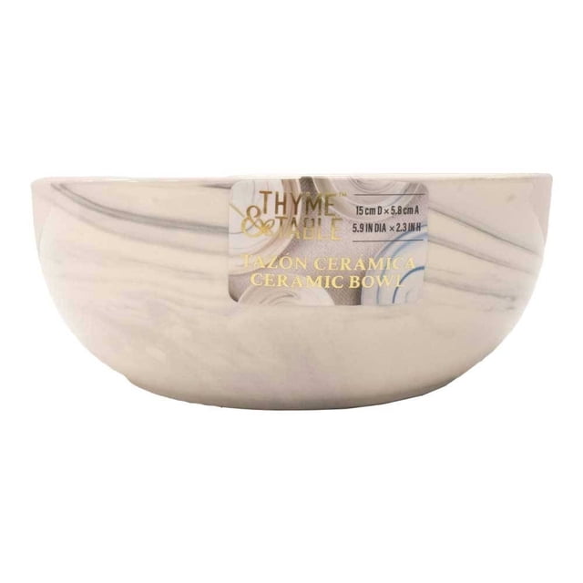 Tazón Thyme & Table de Cerámica Diseño Marmol 15 cm de Diámetro Apto para Microondas Color Gris