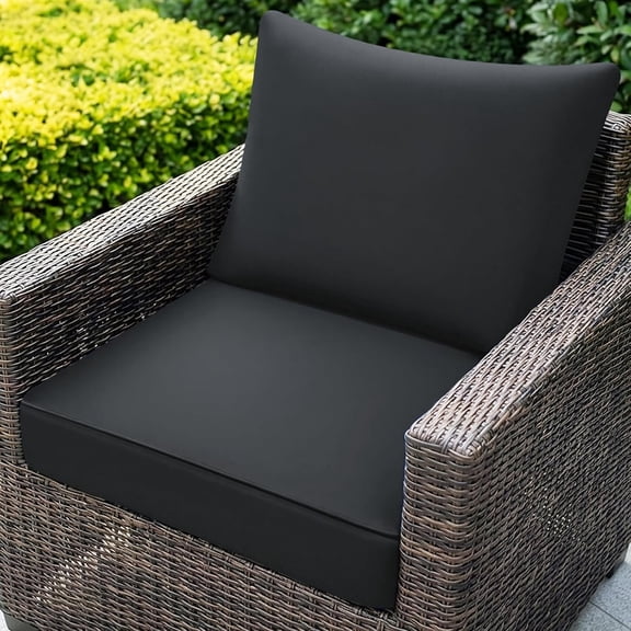 Outdoor Chair Cushions Set - 24 x 24 Inch Patio Furniture with Removable Cover Deep Seat & Pillow with Ties for Outside Sofa Couch Gray