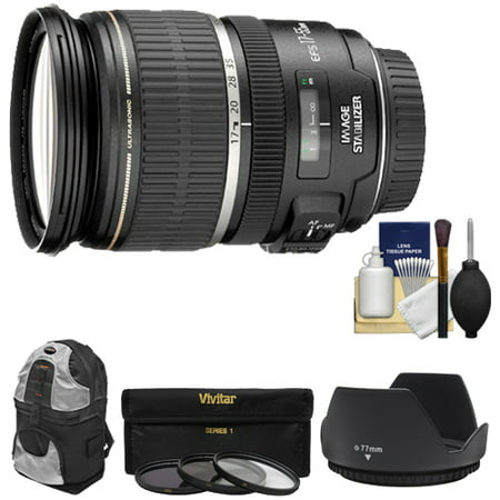 Canon EF-S 17-55mm f/2.8 IS USM Zoom Lens + Backpack + 3 UV/CPL/ND8 Filters + Hood Kit for EOS 7D, 77D, 80D, Rebel T6, T6i, T6s, T7i, SL1 SL2