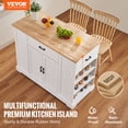 thumbnail image 2 of VEVOR Kitchen Island Cart, 46" Wood Top Breakfast Bar with Storage Cabinet, Farmhouse Kitchen Table with Adjustable Shelf, Drawer, for Dining Kitchen Living Room, White, 2 of 9