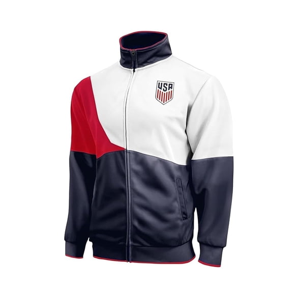 Icon Sports US Soccer Federation Licensed Soccer Track Jacket - Unisex Adult - Sport Block - Navy Large