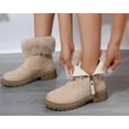 thumbnail image 4 of Women's Beige Suede Ankle Boots with Faux Fur Cuff - Warm & Stylish Winter Footwear, 4 of 8
