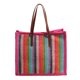 thumbnail image 3 of Bolso de mano tejido a rayas para mujer bolso de mano bolso de viaje para exteriores (Borgoña), 3 of 9