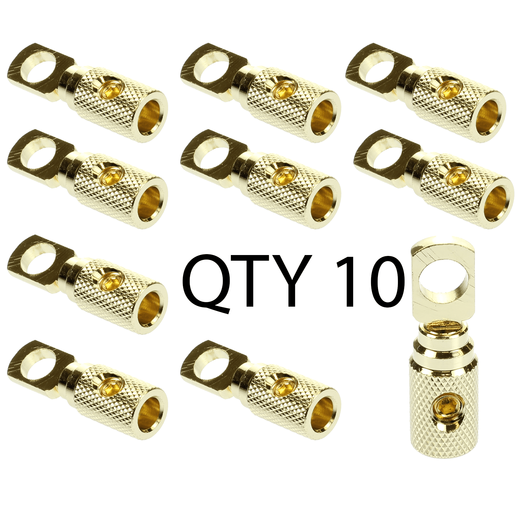 1 8 GAUGE AWG 5/16" Gold set screw Power Ring Terminal Qty  1 