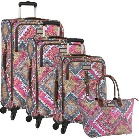 Chaps Lightweight Luggage Set - 4 Piece Suitcase Set with Spinner Wheels - 28 Inch, 24 Inch, Carry On, Tote