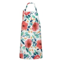Pioneer Flower Floral Print Pattern Apron-Garden Aprons for Women with Pockets-Cotton Linen Waterproof Kitchen Cooking Gardening Aprons Adjustable for Kitchen,Cooking,BBQ and Salon 33x27 Inch