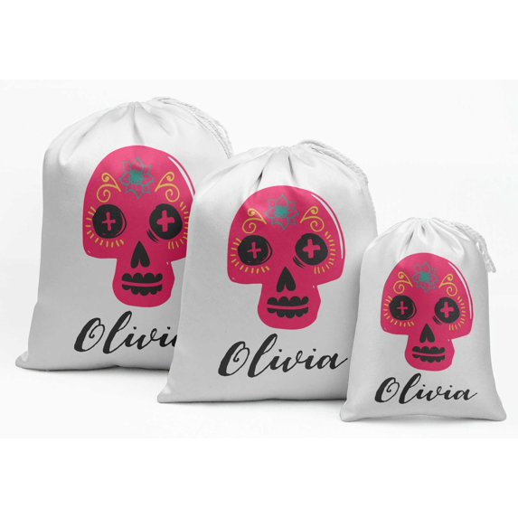 Darling Souvenir White Skull Halloween Custom Party Supplies Gift Pouches Favor Candy Bags 15 Pieces