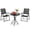 Antique Black - 2 chairs-1 table, variant on Tempered Glass Side Table 24" Round, Black Iron Frame, 10-Minute Easy Assembly, Indoor Outdoor Use for Balcony Patio Deck Small Garden