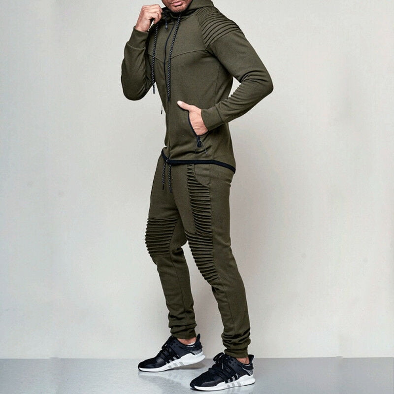 Trousers Pants Sports Sweat Suit Set Mens Tracksuit Jogging Hoodie Coat Jacket