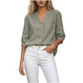 thumbnail image 2 of Neewe Womens Classic Plain 3/4 Short Sleeve Cardigans Summer Lightweight V Neck Button Down Casual Tops, 2 of 5
