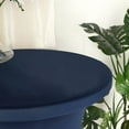 Efavormart Navy Blue Round Spandex Cocktail Table Cover With Natural ...