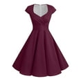 thumbnail image 1 of Vestido retro de fiesta liso para mujer: diseño informal de corte A, cintura alta para diversas ocasiones, tallas S-XXL., 1 of 5