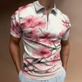 thumbnail image 2 of Cherry Blossom Pink (2) Men Zipper T-shirt Summer Casual Short Sleeve T-shirt Top, 2 of 7